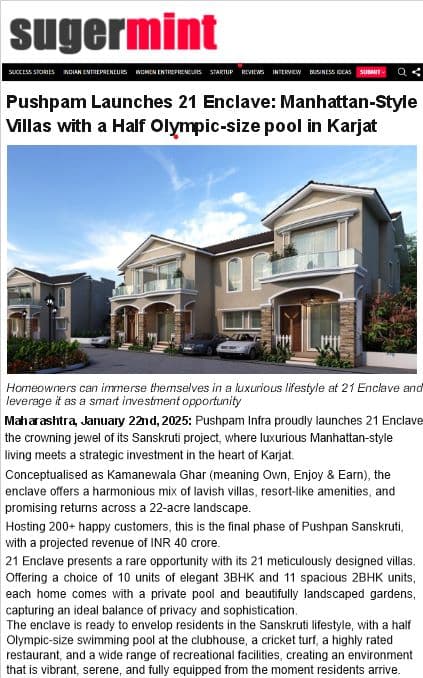 Press release: Manhattan style villas at 21 Enclave
