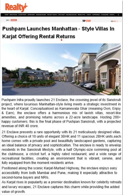 Press release: Manhattan style villas at 21 Enclave