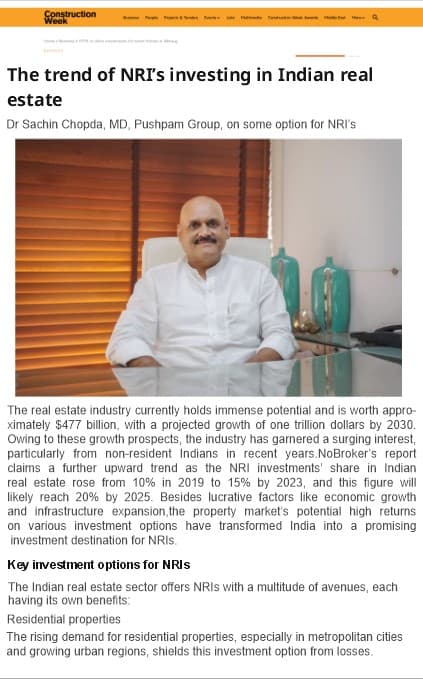 Pushpam Infra press release coverage